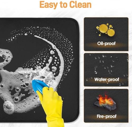 2 PCS Heat Resistant Mats for Countertop Air Fryer, 18x15in, Black - Image 4