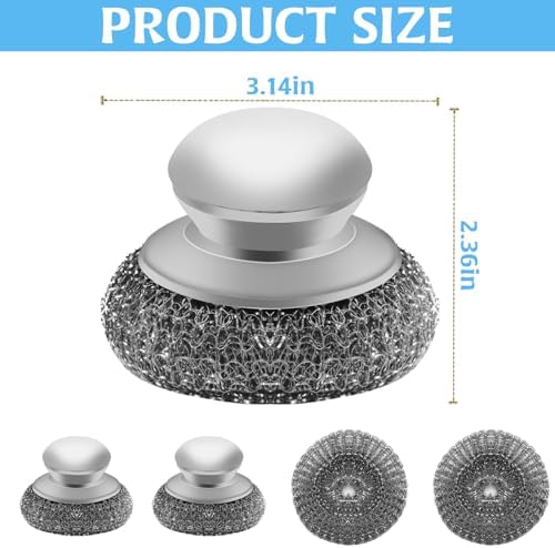 Stainless Steel Wool Scrubber with 2 Replacement Pads - Clean Metal Pans, Pots, Grills & More - Image 6