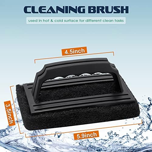 Griddle Cleaning Kit 4Pcs, HaSteeL Griddle Scouring Pad Cleaner with Handle, Heavy Duty Flat Top Grill Cleaning Brush for Hot & Cold Surface Commercial Household Uses - Image 2
