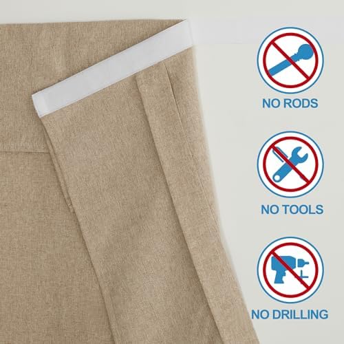 RYB HOME Linen Blended French Door Window Curtains, Glass Door Blinds - Image 3