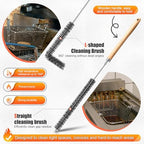Fryer Cleaning Tool 5 Piece Set, Deep Fryer Basket Brush, Long Handle L-Shaped & Straight Crevice Cleaning Brush, Cleanout Rod Kit and V-Shaped Strainer Scoop for Restaurant, Kitchen Maintenance - Image 4