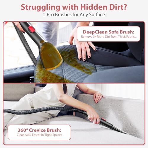 Upholstery Carpet Cleaner, MUJERBAY 15Kpa Portable Spot and Stain Cleaner Shampooer, Easy Move with Handle, 1.5-inch Deep Cleaning Machine for Couch, Stairs, Car and Pet Messes. (Black) - Image 4