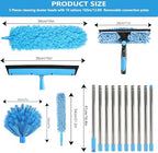 High Reach Duster Kit with14 ft Extension Pole High Ceiling Dusting and Window Cleaning Kit with Spliceable Pole - Cobweb Duster, Fan Blade, Window Washer & Squeegee and Feather Dusters - Image 2