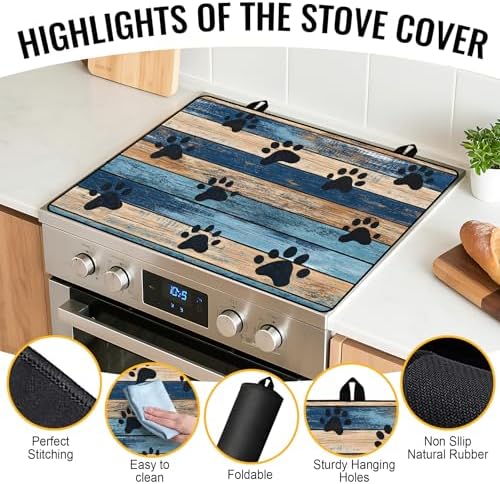 Stove Top Cover for Electric Stove,Glass Stove Top Cover, Heat Resistant Glass Cooktop Cover, Stovetop Protector, Kitchen Decor, Dish Drying Mats Cover for Ceramic Washer Top 28.5x20.5 inch - Image 6