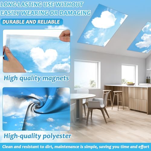 8 Pcs Fluorescent Light Covers with 80 Magnets Decorative for Classroom Ceiling Light 4 x 2 Feet Magnetic Lights Covers Filter Easy Install for Office Hospitals & Home Drop Ceiling Supplies (LOVE) - Image 3