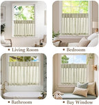 jinchan Linen Pinch Pleated Back Tab Tier Curtains, 26x30, Beige - Image 6