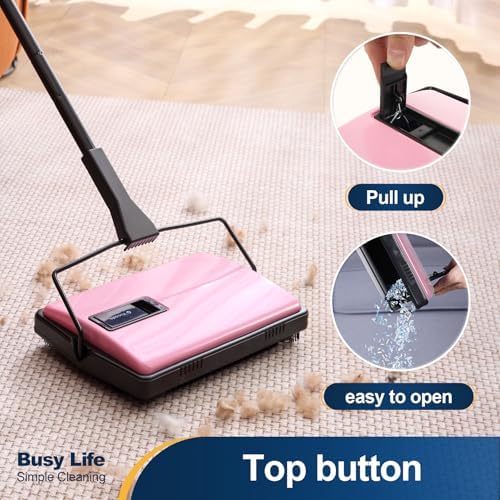 Yocada Manual Carpet Sweeper Cleaner Household Sweeper with Extra Brush - Image 4
