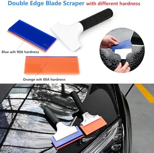 EHDIS 2PCS Double Edge Blade Small Rubber Squeegee 5-inch Handy Window Shower Squeegee Auto Water Blade for Car Windshield, Window, Mirror, Glass Door, Ice Snow Removal Scraper Tool - Image 2