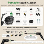Steam Cleaner, 54oz Steamer for Cleaning, 16-Pcs Set for Home, Car - Image 3