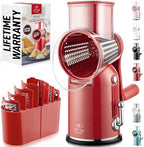 Zulay Kitchen Rotary Cheese Grater 5 Blade Cheese Shredder - Manual Hand Crank Cheese Grater With Reinforced Suction & 5 Interchangeable Drums - Easy to Use, Vegetable Chopper Round Mandoline Slicer by ZulayKitchen