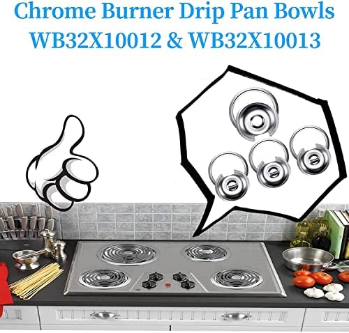Electric Stove Burner Drip Pans and Rings for GE Hotpoint Set of 4 Chrome - Image 7