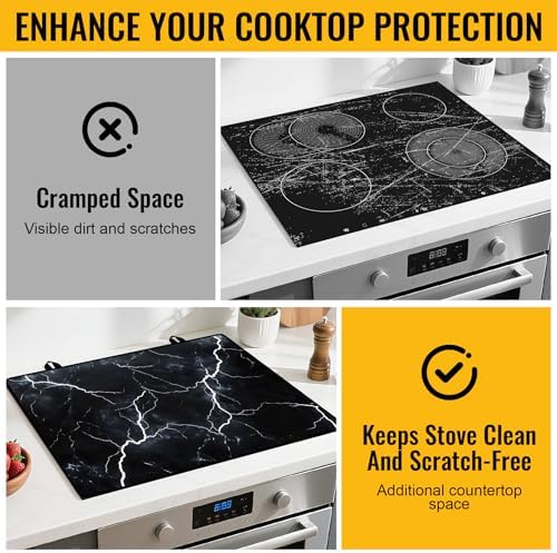 Stove Top Cover for Electric Stove,Glass Stove Top Cover, Heat Resistant Glass Cooktop Cover, Stovetop Protector, Kitchen Decor, Dish Drying Mats Cover for Ceramic Washer Top 28.5x20.5 inch - Image 4