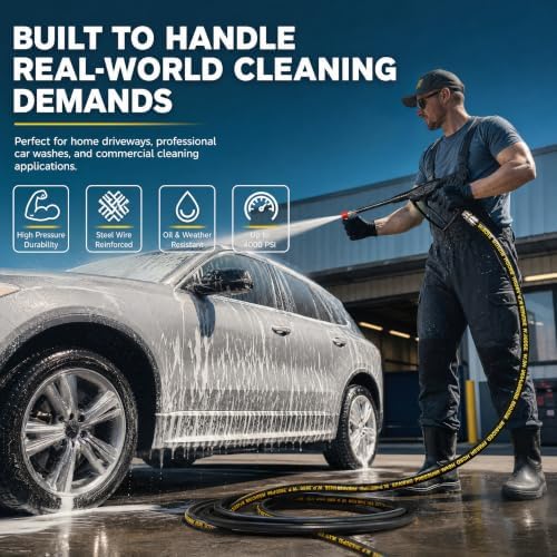 LIULO TOOL 100 FT Pressure Washer Hose with 3/8" Quick Connect, 4000 PSI Kink Resistant High Tensile Wire Power Washer Hose - Image 2