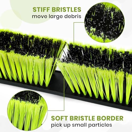 24-Inch Push Broom Outdoor with Stiff Bristle, Heavy Duty Broom Brush with 63” Long Handle for Deck Patio Driveway Garage Warehouse Shop Floor Sweeping & Scrubbing - Image 3