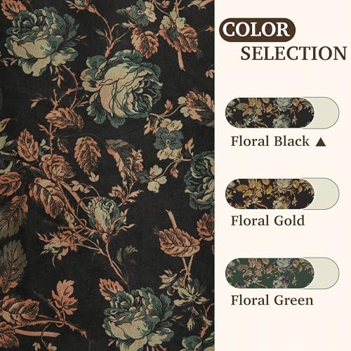 StangH Retro Black Floral 100% Blackout Curtains 96 Inches 2 Panels - Image 7