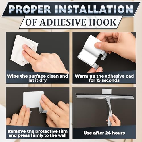 Stainless Steel Shower Squeegee, Glass, Silicone, 14 Inch (Silver) - Image 5