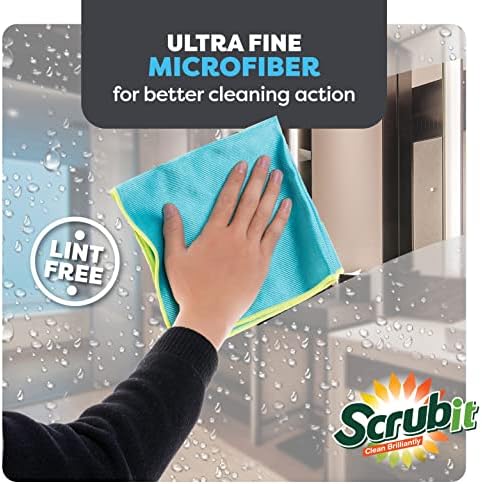 SCRUBIT Microfiber Cloths for Glass [8 Pack] – Lint Free Window Cleaning Cloth for Mirrors, Eyeglasses, Windows, Shower Glass Doors – Reusable and Washable Polishing Towels - 16” x 16” - Image 2