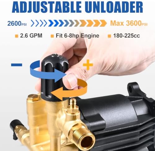 TOOLCY Pressure Washer Pump 3/4" Shaft, 2600-3600 PSI, 2.6 GPM - Image 3