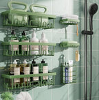 Veken Rustproof & Waterproof Shower Caddy 6-Pack, No Drilling Adhesive Shelves Rack with Soap Holder, Large Capacity Bathroom Organizers and Storage, Wall-Mounted Kitchen & Home Decor, Green by Veken