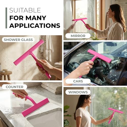 GÜTEWERK Silicone Shower Squeegee with 3-in-1 No-Drill Mount, Pink, 11'' - Image 6