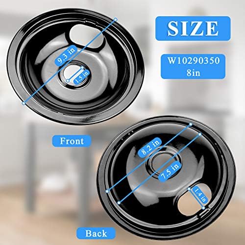 Black Stove Drip Pans for Whirlpool Amana Set of 4-3 6 in 1 8 inch - Image 3