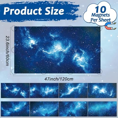 8 Pcs Fluorescent Light Covers with 80 Magnets Decorative for Classroom Ceiling Light 4 x 2 Feet Magnetic Light Covers Filter Easy Install for Office Hospitals & Home Drop Ceiling Supplies (Blue sky) - Image 2