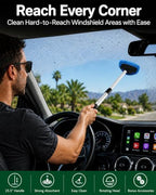25.5" Extra-Long Reach – Super Absorbent Coral Velvet Windshield Cleaner Tool, Streak-Free Windshield Cleaning Tool Kit with 5 Pads, 2 Spray Bottles & Storage Bag for Auto Glass & Home Windows, Blue - Image 6