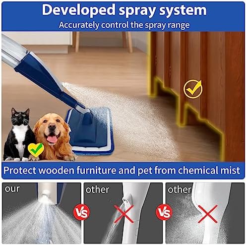Wet Spray Mop for Floor Cleaning with 14 oz Bottle & 3 Microfiber Pads - Image 2