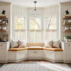 jinchan Linen Pinch Pleated Back Tab Tier Curtains, 26x30, Natural - Image 2