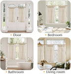 jinchan Linen Pinch Pleated Back Tab Tier Curtains, 38x45, Natural - Image 4