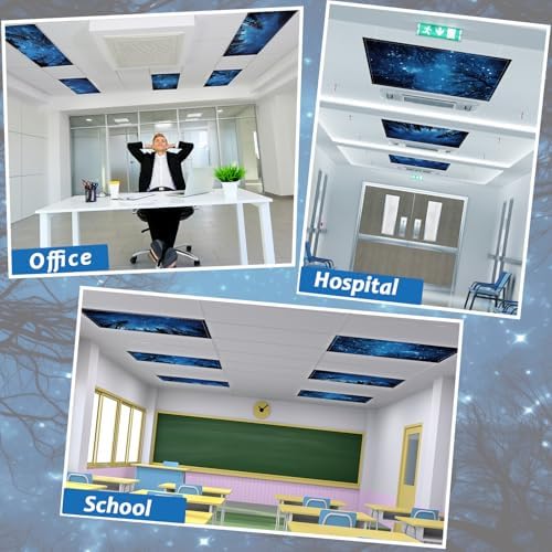 8 Pack Fluorescent Light Covers with 80 Magnets Decorative for Classroom Ceiling Light 4 x 2 Feet Magnetic Cover Filter Easy Install for Office School Home Hospital Drop Ceiling Supplies(Night Forest) - Image 5
