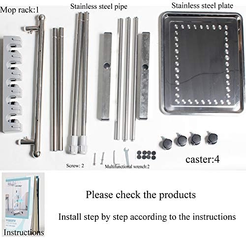 movable mop broom holder put wet mops floor standing cleaning tool rack stainless for schools, hospitals, factories, hotels, restaurant, etc. - Image 6