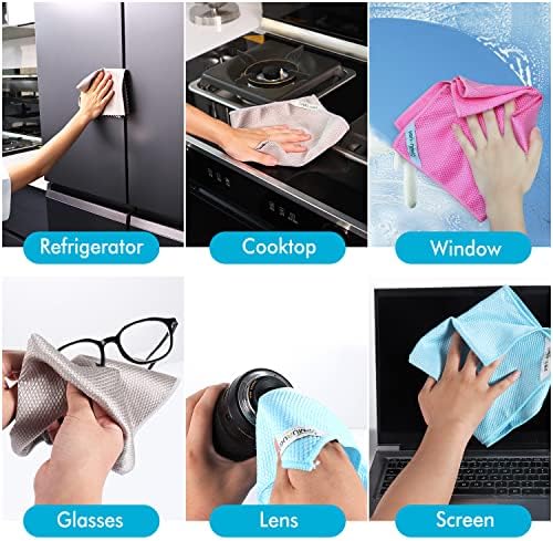 Easy Clean Streak Free Glass Cleaning Miracle Microfiber Cleaning Cloth for Kitchen,Counter,Window,Mirror Lint Free Dish Drying Cloths Glass Polishing Rag,All-Purpose,Reusable,Nanoscale Pack of 6 - Image 5