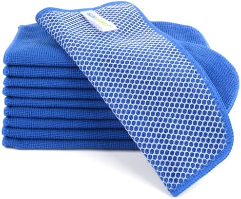 SINLAND Absorbent Microfiber Dish Cloths for Washing Dishes Best Kitchen Cloths Cleaning Cloths with Poly Scour Side 7.87Inchx7.87Inch 10 Pack Dark Blue by SINLAND
