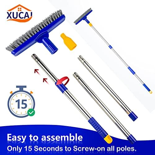 Long Handle Grout Brush for Floor to Wall Grout Line Cleaning,No Knees Floor Scrub Brush with Stiff Bristles for Tile,Shower,Bathroom,Toilet by XUCAI Household Cleaning Supplies-Dreamy Blue - Image 4
