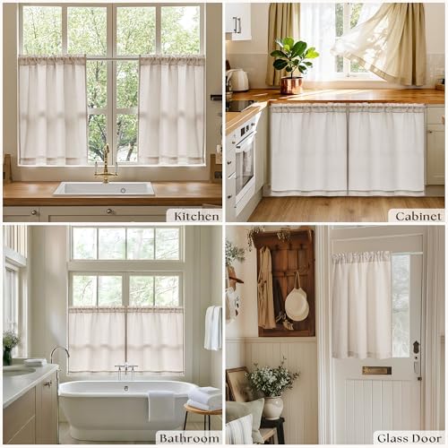 36 Inch Bathroom Window Curtain Privacy Semi Sheer Light Filtering - Image 3