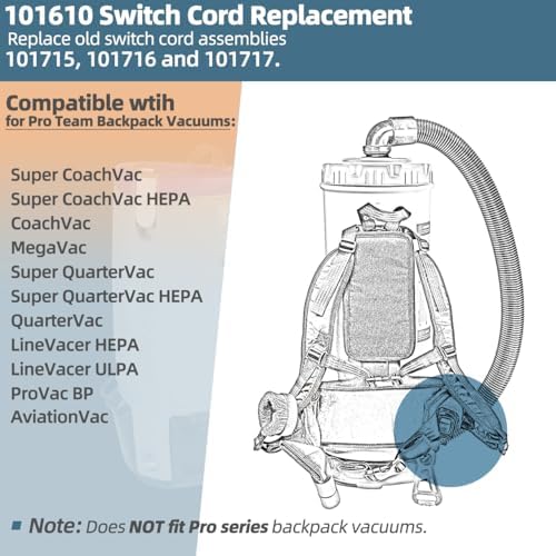 101610 Switch Cord Compatible with Pro Team Backpack Vacuum Parts - Image 2