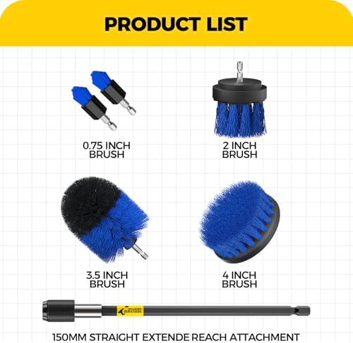 Holikme 6Pc Drill Brush Set - Scrub Brushes with Extension for Home Clean - Image 7