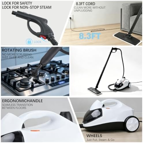 Steam Cleaner, 1800W Multipurpose Steam Mop with 28 Accessories, 1.5L Tank - Image 4