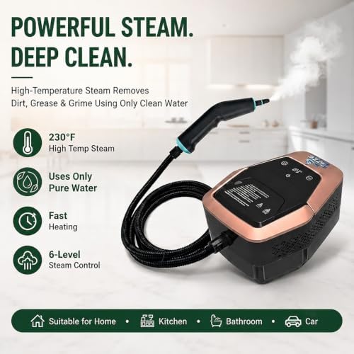 Handheld Steam Cleaner for Car Detailing & Home Deep Cleaning, 15s Fast Heat-Up, 1.8L Large Tank, with 15 Accessories for Grout, Furniture, BBQ, Floor - Image 2