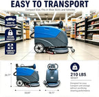 Emotor 15'' Foldable Walk Behind Floor Scrubber Machine Hand Push Scrubber Machine for Industrial Commercial Usem,Upgrade Automatic Water Flow, Machine Size 32"X18"X25"(Blue) - Image 4