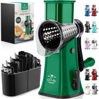 Rotary Cheese Grater Manual Hand Crank 5 Blade Shredder, Green & Black by ZulayKitchen