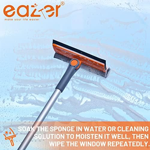 eazer Professional Window Squeegee, 2-in-1 Rotatable Squeegee for Window Cleaning Kit, Window Cleaner Tool, Window Washing Equipment Kit with Extension Pole for Shower/Windshield - 2 Head - Image 4