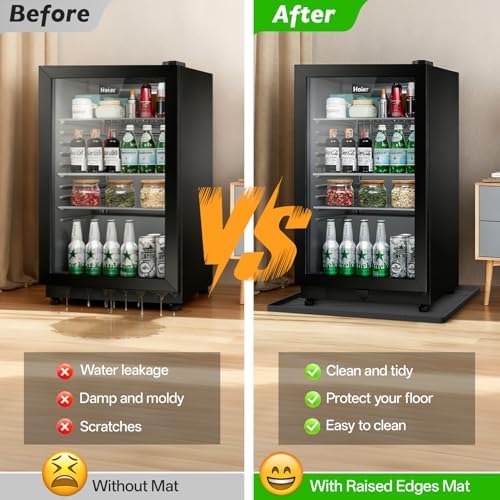 Mini Fridge Silicone Mat,23.6"x23.6"x0.5" Under Refrigerator Mat, Mini Fridge Drip Pan Prevent Water Leakage,Floor Damage,Protect Mat for Small Fridge,Refrigerator,Freezer-Black - Image 4