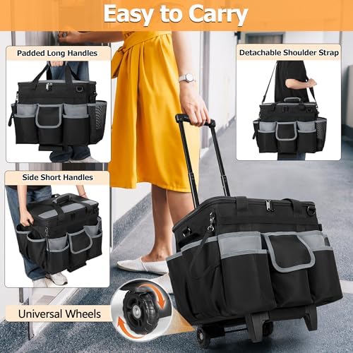 HODRANT Large Rolling Cleaning Caddy with Detachable Trolley & Lid - Image 4