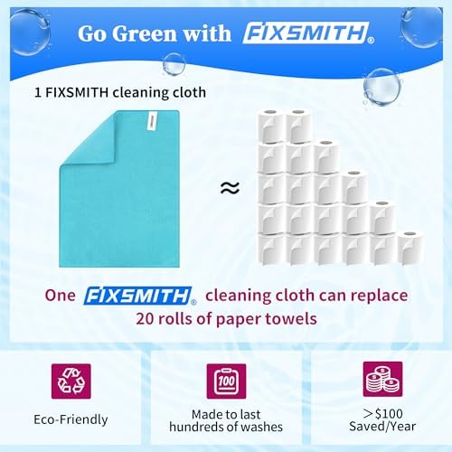 FIXSMITH Microfiber Cleaning Cloth - Pack of 24, Multi-Functional Towels, Size: 12 x 16 in, Highly Absorbent Rags, Lint-Free, Streak-Free for Car, Kitchen, Home, Office - Image 6