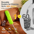 Tiumso Duster with Extension Pole 100 inch Extendable Reusable Dusters for Cleaning 5-in-1 Anti-Spin Dusting Kits for High Ceiling Fans, Cobwebs & Vents, Reinforced Stainless Steel Telescopic Handle - Image 4