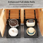 2Pack Pull out Cabinet Organizer, 21"Deep, Heavy Duty Full-extension Slide out Drawers for Kitchen Cabinet, Roll out Shelf Storage with Nano Adhesive for Pots,12"W x 21"D x 3.1"H, Black - Image 4