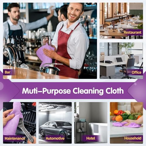FIXSMITH Purple Microfiber Cleaning Cloth -Pack of 12, Highly Absorbent Cleaning Rags, 16"X12" All Purpose Cleaning Towels for Housekeeping, Kitchen, Car, Lint Free and Reusable Microfiber Towels - Image 7