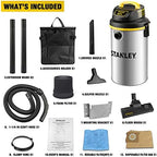 STANLEY Wet/Dry Vacuum SL18133，4.5 Gallon 4 Horsepower Wall-Mounted Hanging Vacuum with 26 Cleaning Range Stainless Steel Tank, Home/Garage/Upholster/Laundry Rooms Vacuum - Image 7